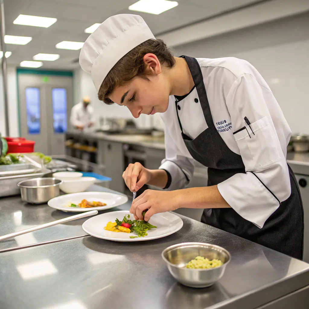 A student achieving gourmet cooking skills