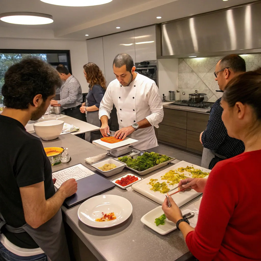 Cooking class in action